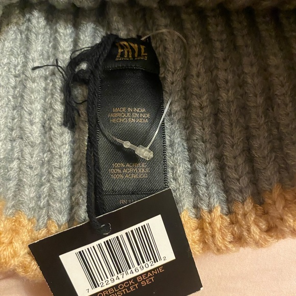 Frye Gray and Brown Knit Beanie with Brown Leather Wallet - Picture 6 of 6